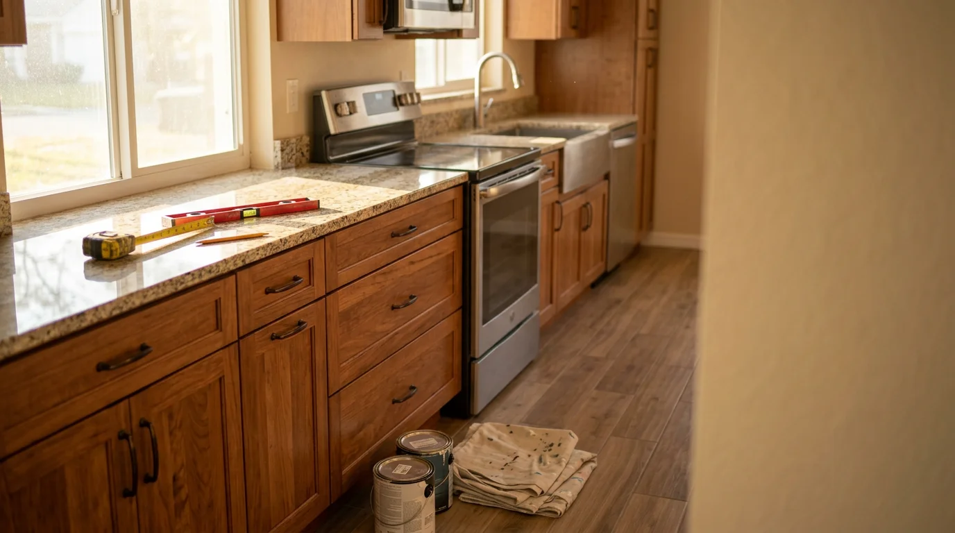 Interior remodeling project showing new room addition framing and construction
